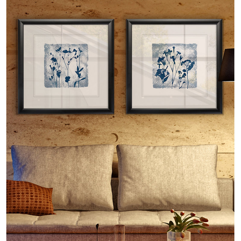 « indigo silhouettes i », ensemble de 2 reproductions de peintures encadrées
