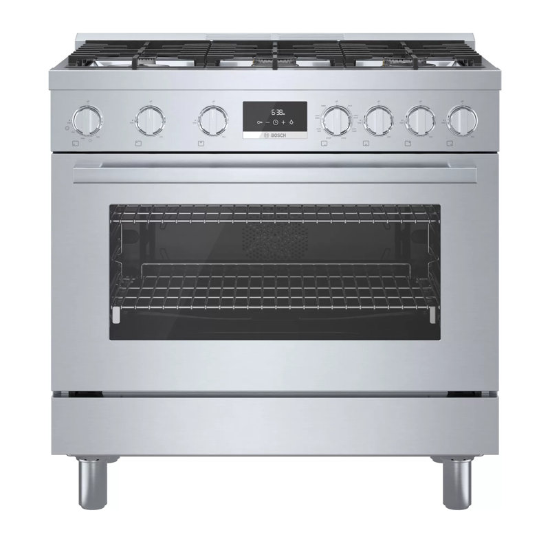 800 Series 36" 3.7 cu. ft. Freestanding Dual Fuel Range with True European Convection, Stainless Steel