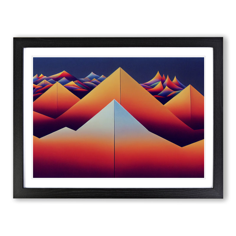 Spiked Abstract Mountains - Framed Print, 34cm H x 46cm W x 2cm D, Black