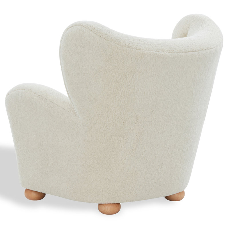 Galloway Wingback Accent Chair, Beige Faux Shearling