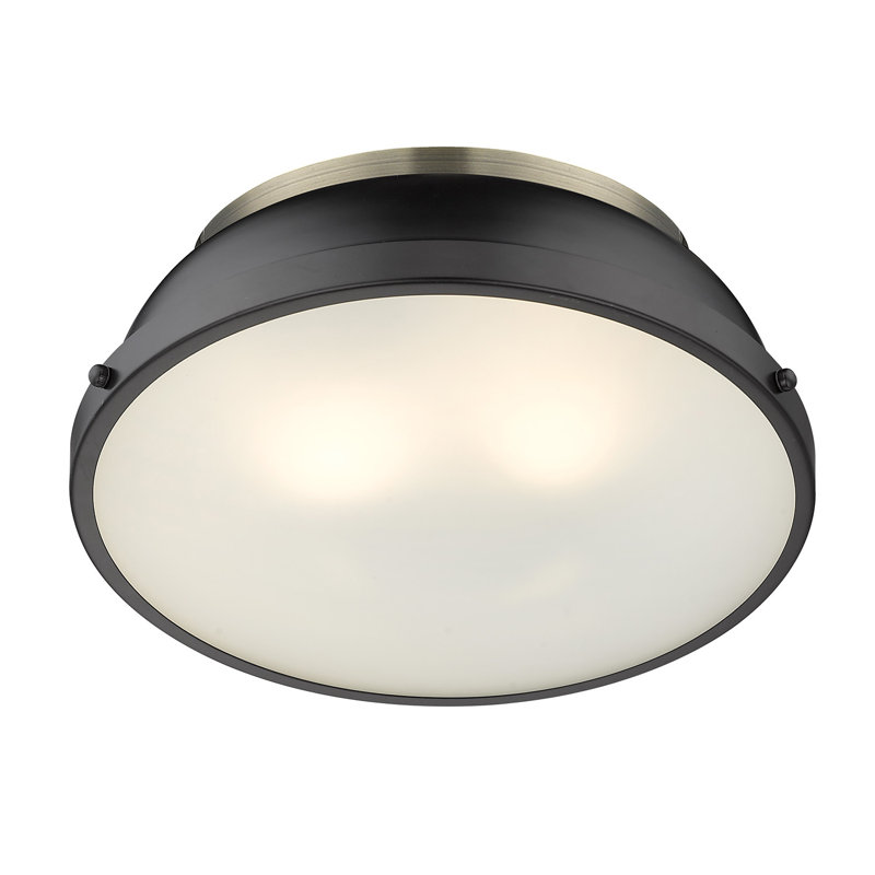 Plafonnier encastré 2 lumières Calico, Laiton vieilli, Noir mat
