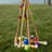 6-Player Croquet Set - Outdoor Games with Wood Mallets, Balls, Posts, Wickets, and Carry Case - Vintage Yard Games for Adults and Kids by Hey Play