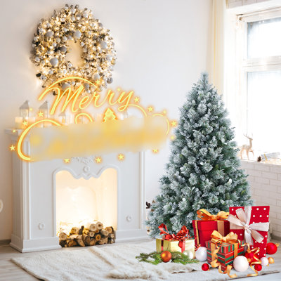 Arbre de Noël artificiel de 4 pi avec feuilles de pin et d'eucalyptus, 404 pointes, conception à charnières, support en métal pour décoration de Noël floqué et feuillage, branches de branches, décoration intérieure