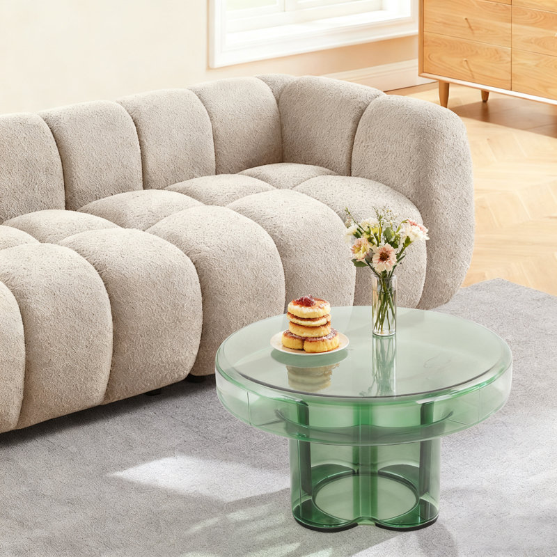 Round Glass Side Table, Green