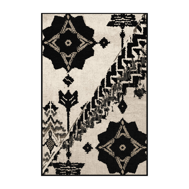 Tapis beige lavable à la machine Osiyo, 8 x 12