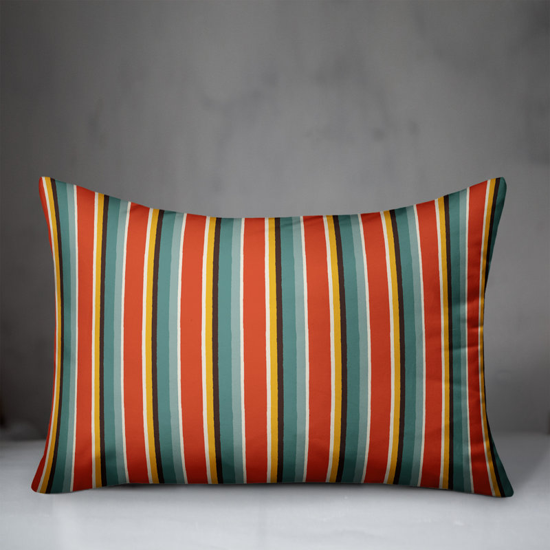Coussin Stripes, Rouge, jaune et vert