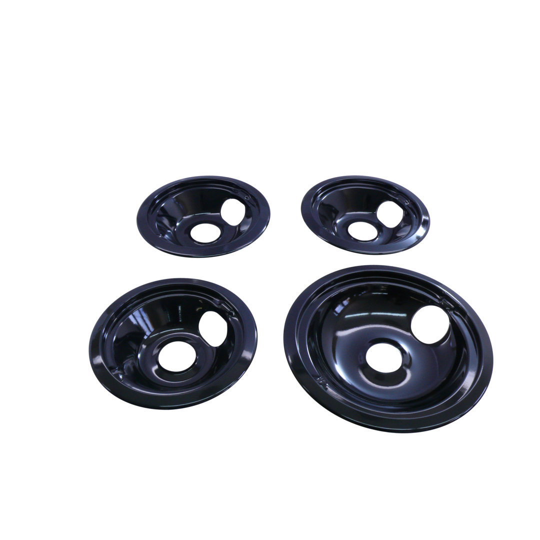 Kitchen Basics 101 WB31M20 WB31M19 Porcelain Drip Pans for GE 2 6-Inch & 2 8-Inch (Set of 4) Kitchen Basics 101