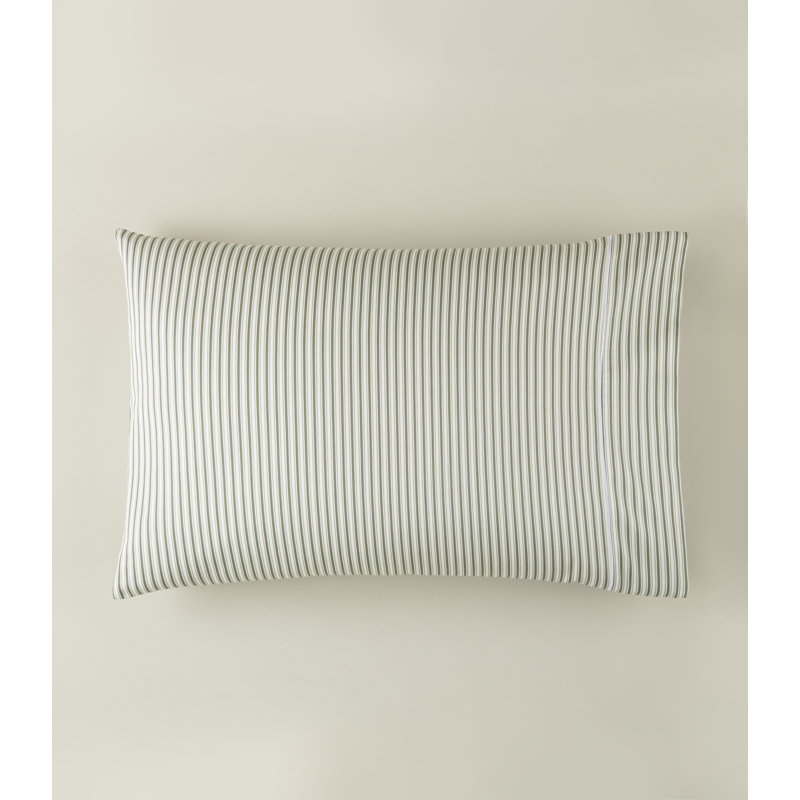 Windsor Stripe Classic Printed Sheet Set, Stripe Moss, King Pillowcase