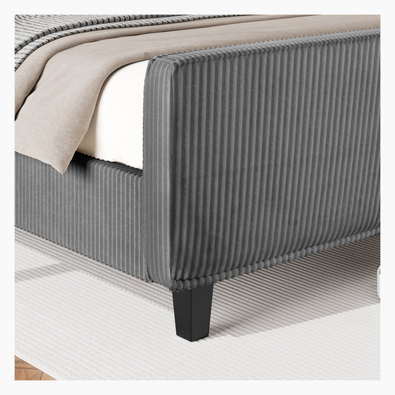 Florice Upholstered Platform Bed, Gray, King