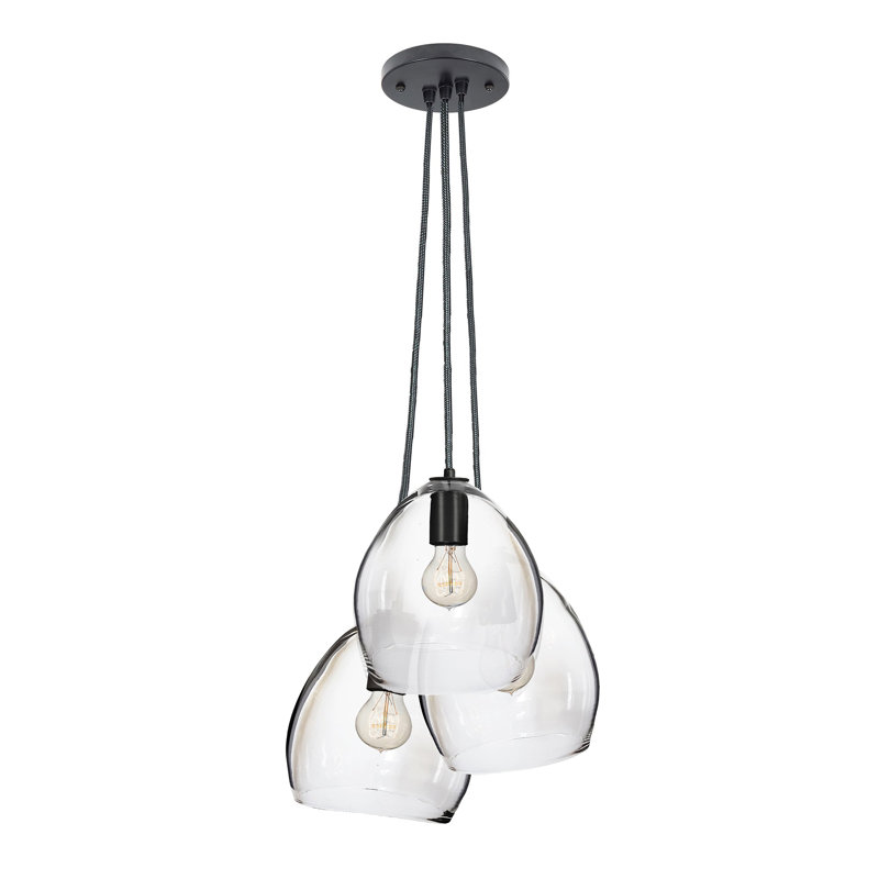 Luce 3 - Light Chandelier, 24" H x 14" W x 14" D, Matte Black