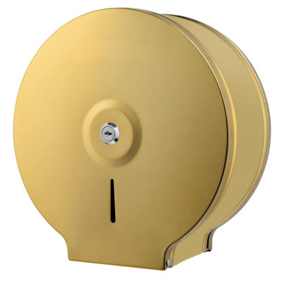 Commercial Jumbo Toilet Paper Dispenser, Wall Mount Stainless Steel 9 Inch Roll Toilet Paper Holder Bath Tissue Dispenser With Lock Key (Gold)
