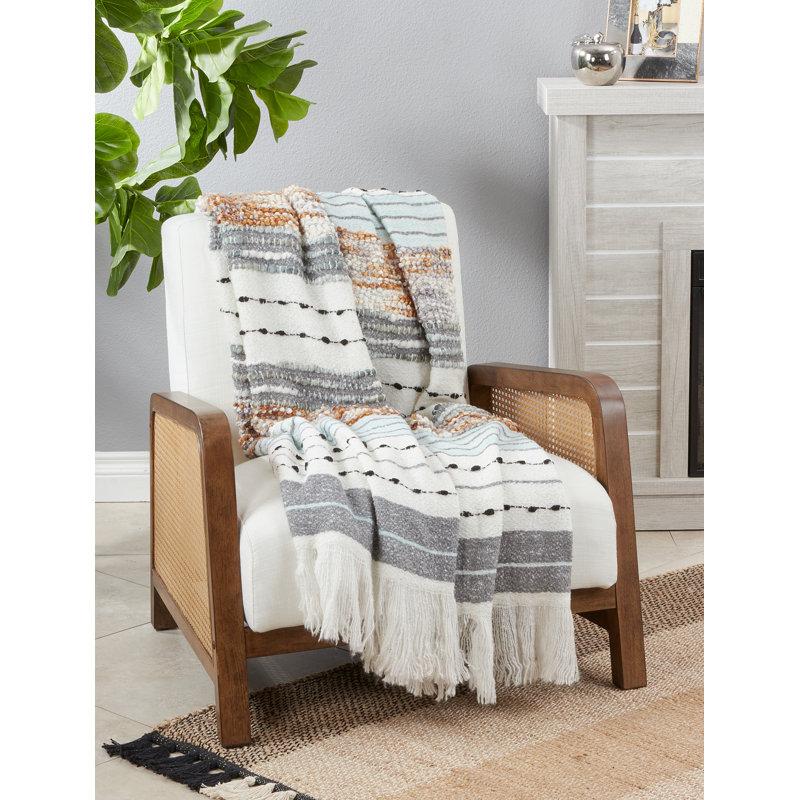 Chunky Woven Multicolor Bohemian Reversible Throw Blanket