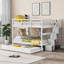 Lit superposé double au-dessus de double en bois massif avec lit gigogne simple, finition blanche, rangement intégré et garde-corps pour chambre à coucher et dortoir-48911257-48911255