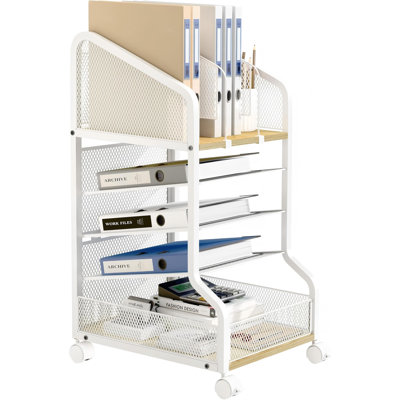 Rolling File Cart Under Desk Storage and Organizers 5 Tier ,Small Filing Cabinet with Adjustable Dividers and Lockable Wheels, Under Desk File Organizer for Home, Office