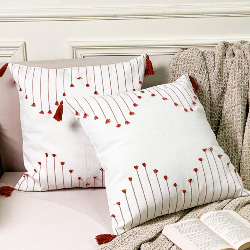 Ensemble de 2 housses de coussin Poppy, Rouille, Carré, H 18 po x l 18 po