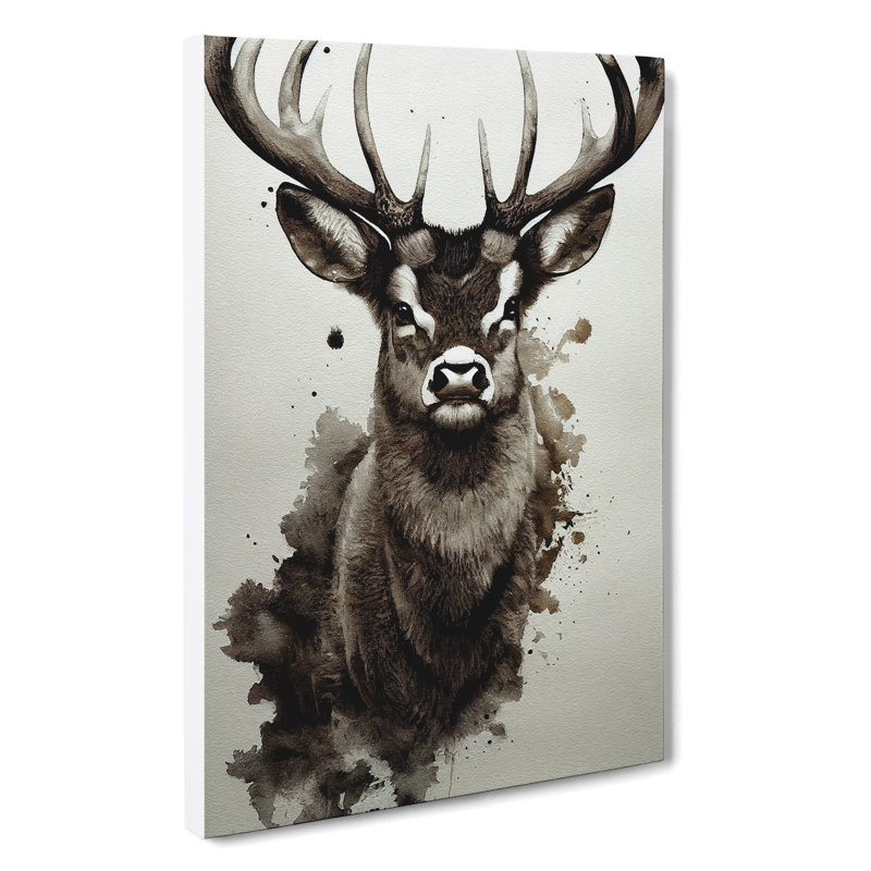 XC1022-4178X Stag Watercolour - Wrapped Canvas Print, 76cm H x 50cm W x 3cm D