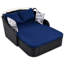 Lit de bronzage d'extérieur 79,9 "avec auvent réglable, double méridienne, lit de repos en rotin PE, osier noir et coussin bleu-600093294