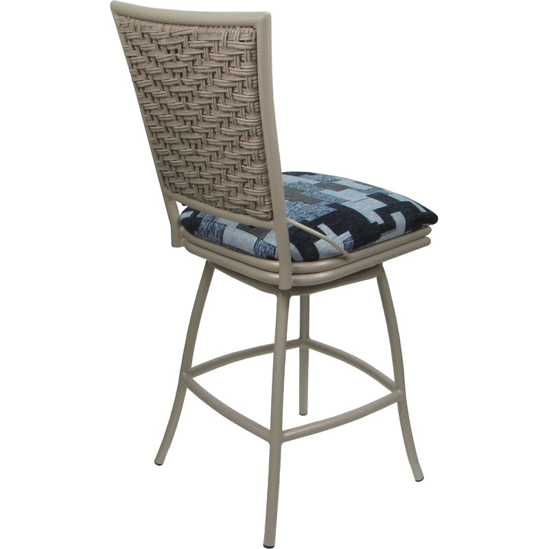 Tabouret de bar d'extérieur d'intérieur 26 po sans accoudoirs, Marine, Beige