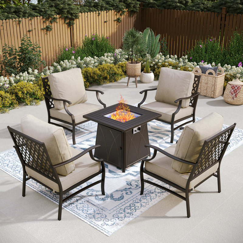 Asfand 4 - Person Outdoor Seating Group with Cushions, Beige