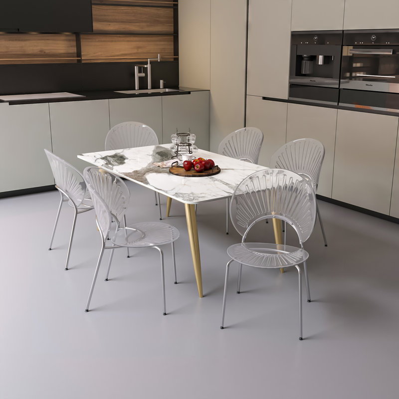 Kayahna 17.52'' H Metal Stacking Side Chair, Clear, 2
