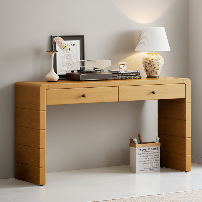 Console 55 po avec 2 tiroirs pour le vestibule, Naturel