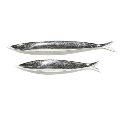 Aluminum Metal Fish Decor Tray Set