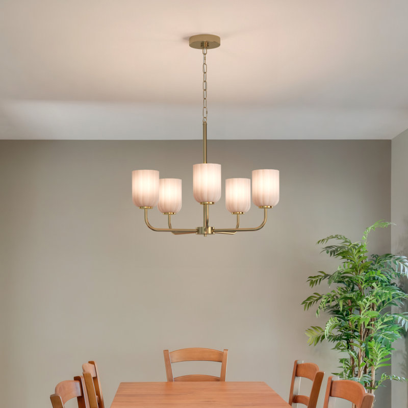 Parkmont Plug & Play 5-Light Chandelier in Transitional and Modern Style-84.14 Inches Tall and 24 Inches Wide, Satin Brass