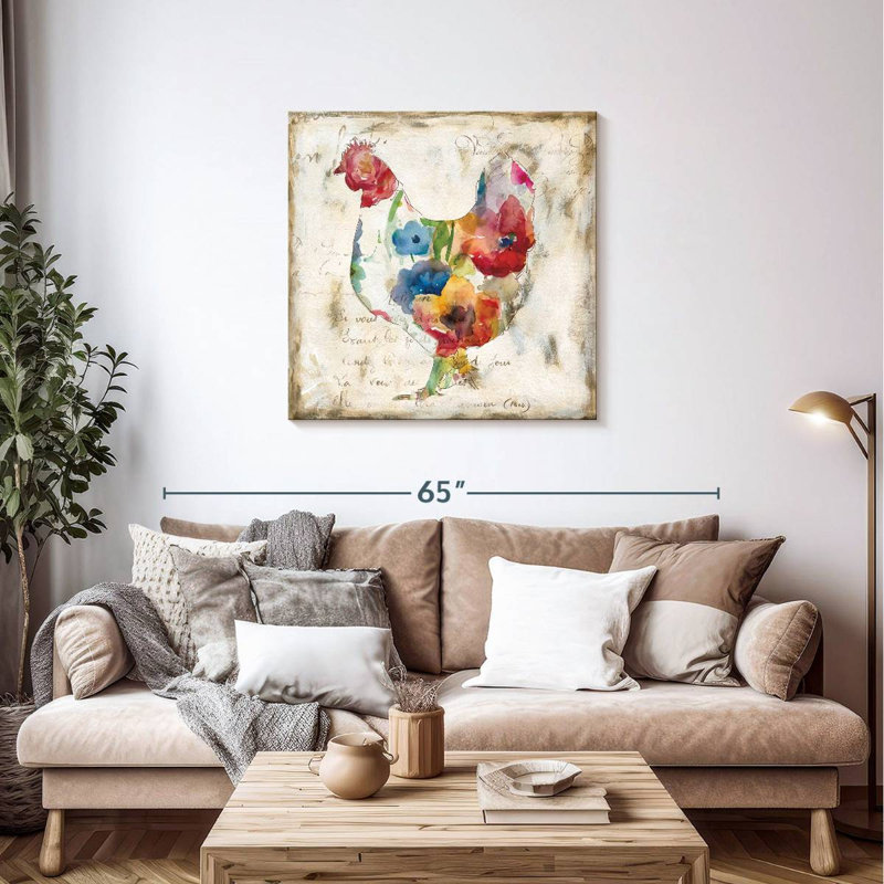 Crowle Flowered Hen, 36" H x 36" W