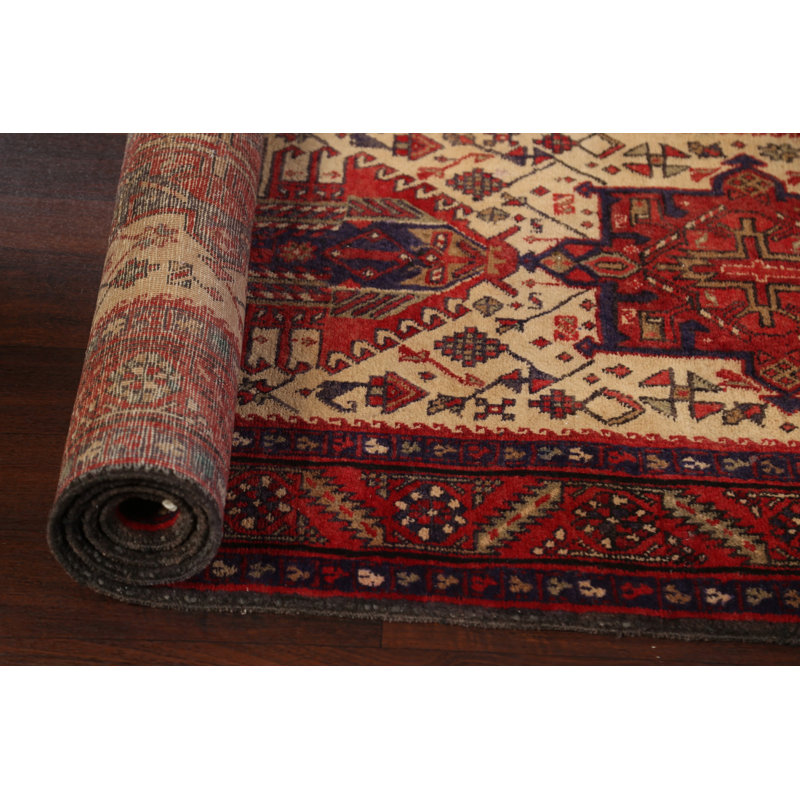 Tapis de couloir beige en laine noué à la main de conception unique 3 pi 3 po x 14 pi 0 po Neava
