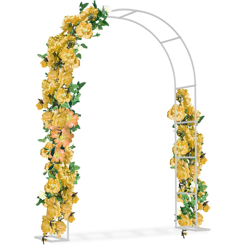 Garden Arch Metal 2.4x1.6M Trellis Support Frame Gate Archway with Sturdy Base Arched Plant Stand for Climbing Plants, Roses, Vegetables, Wedding Decoration