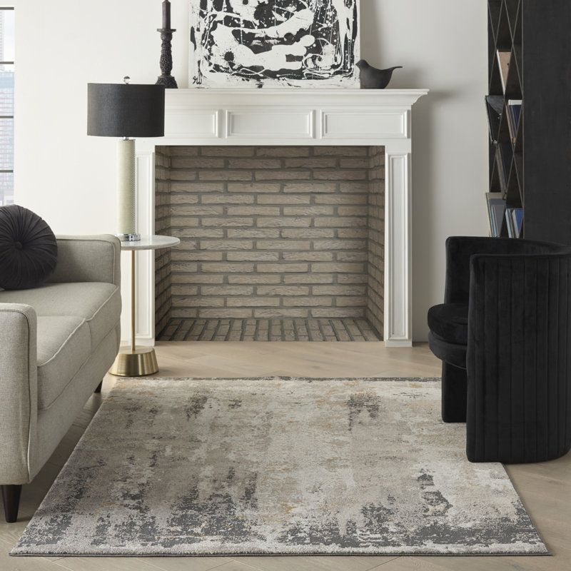 Tapis contemporain contemporain crème, Rectangle 4 pi x 6 pi