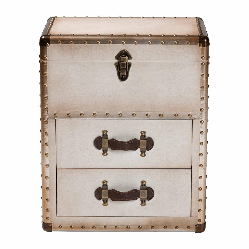 Coffre de rangement Baxton Studio Agatha, Beige / Brun / Argent