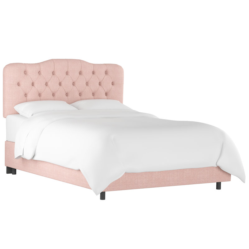 Lit standard à profil bas Napper, Très grand, Lin quartz rose texturé Zuma