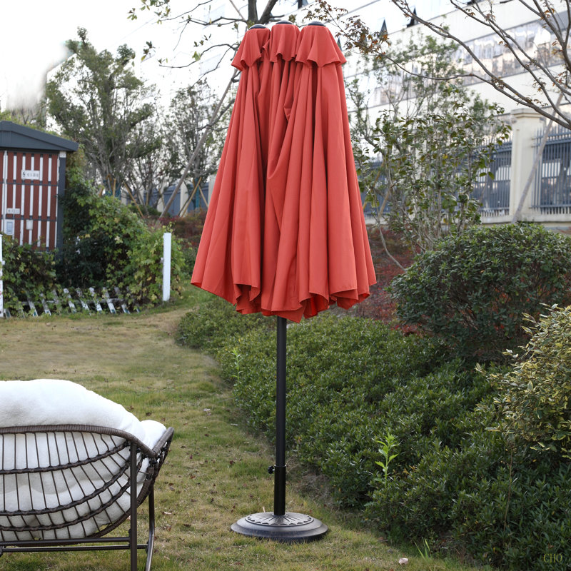 Grand parasol d'extérieur double face 14,8 pi avec manivelle (sans base), Orange