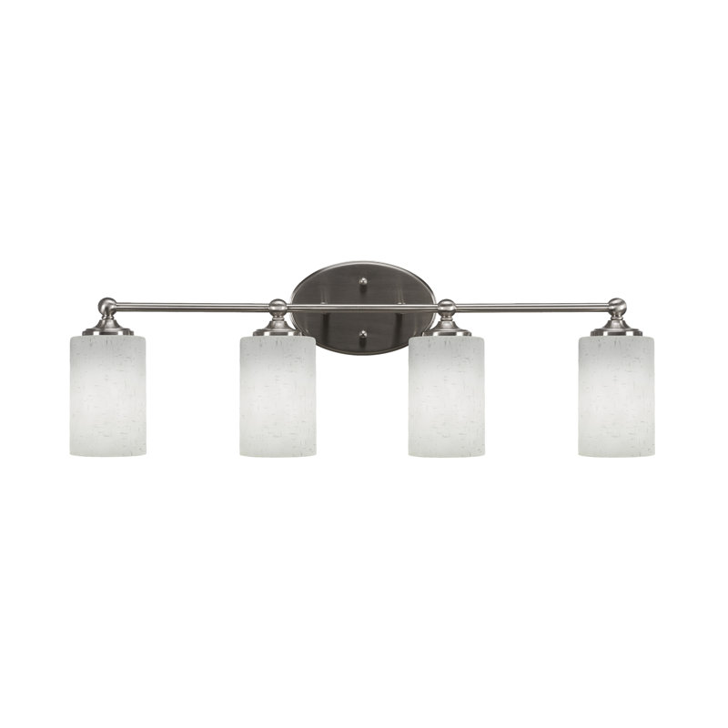 Barre d'éclairage de salle de bain 4 lumières Capri, fini nickel brossé avec verre de 4 po, Bronze