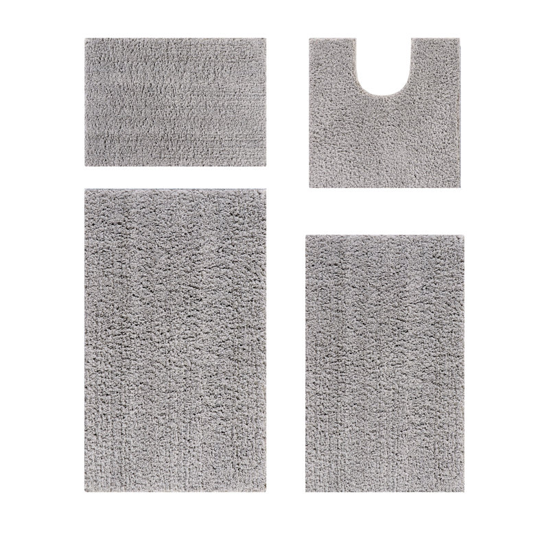 Ensemble de tapis de salle de bain 4 pièces Annaise, Gris, Ensemble de 4 pièces (17 po x 24 po | 20 po x 20