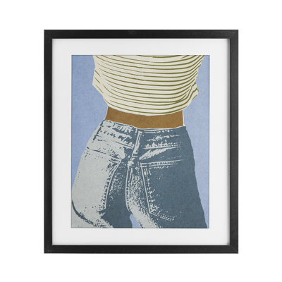 Vintage Jeans & Tee Framed Print Under Glass, design by Victoria Barnes