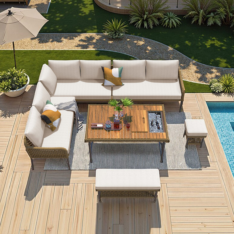 6-Piece Rope Patio Furniture Set, Brown