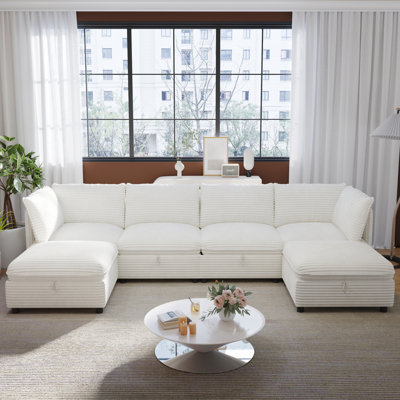 Modular Sectional Sofa, Convertible Sofa Seat With Storage, Sleeper Sectional Sofa Set, Fabric Flexible Modular Combinations for Living Room(6seats)