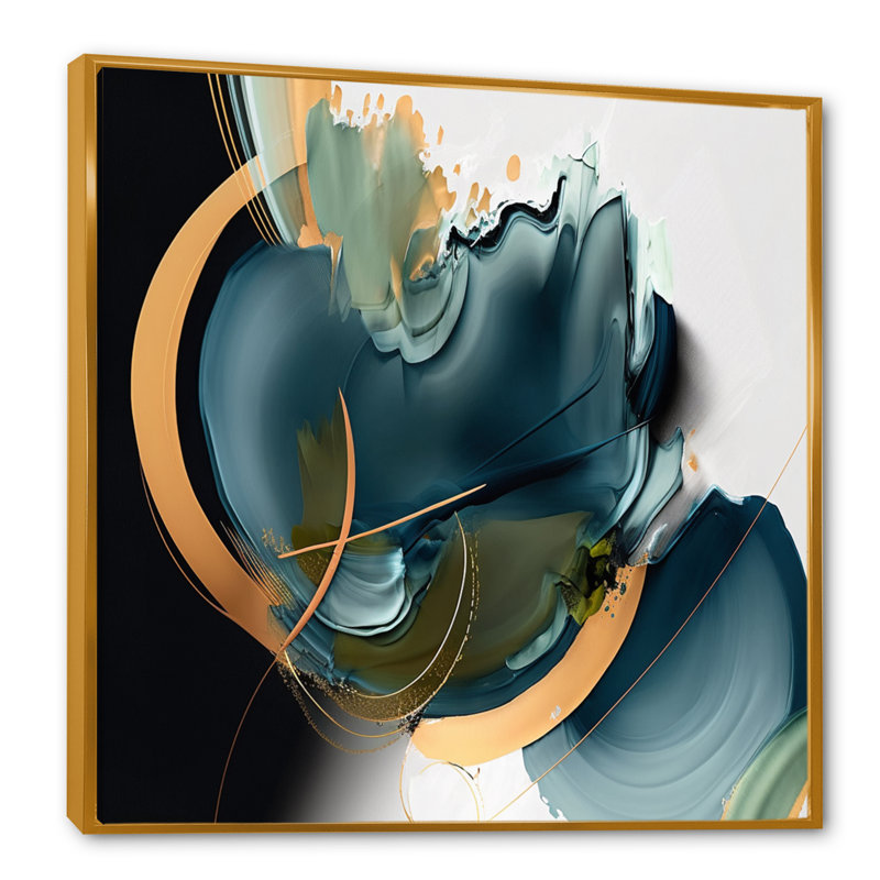 «Abstract Shapes Modern I», impression sur métal sans cadre, 24" H x 24" W, Gold Floater Framed Canvas