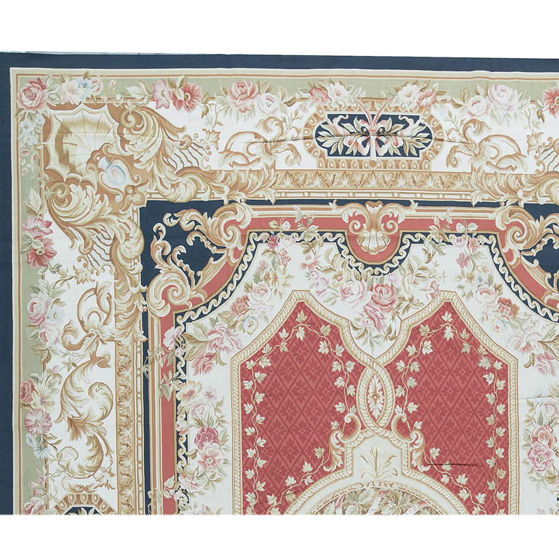 Hand-Knotted High-Quality Navy and Red Area Rug
