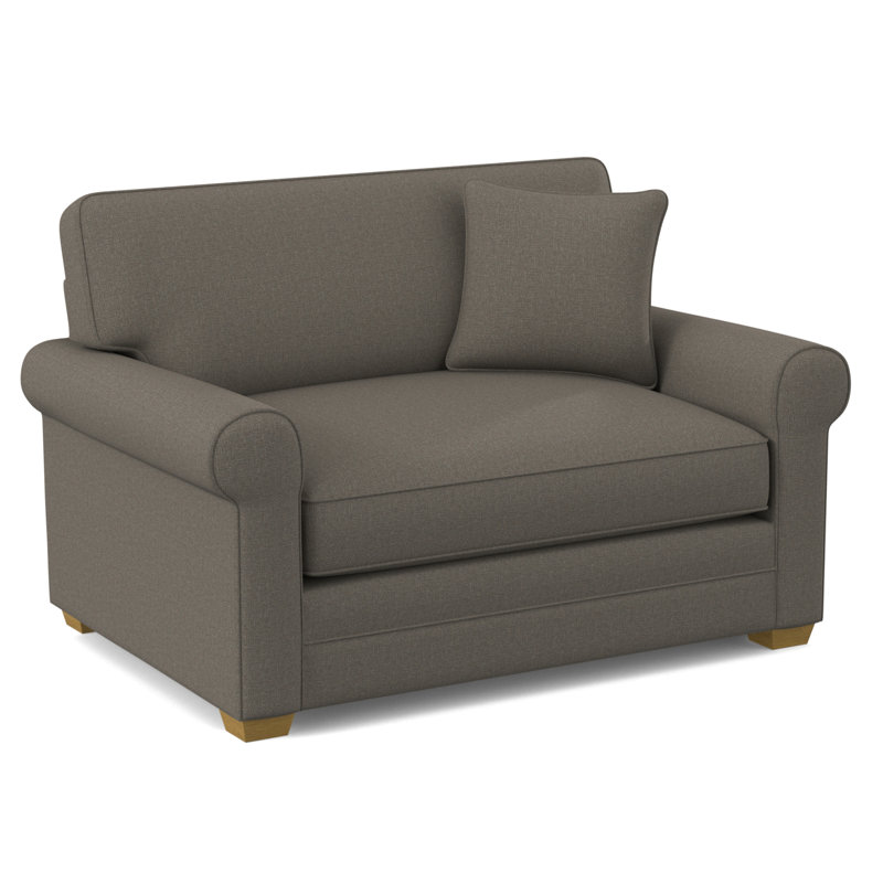 Bedford 57" Twin Sofa Bed, Gray Sugar Performance; 0863-84, Honey Finish, 5" Innerspring Mattress