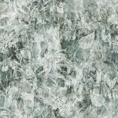 Rouleau de papier peint botanique abstrait Misty Sage