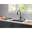 Robinet de cuisine noir Hazelwood avec douchette rétractable et distributeur de savon, robinet d'évier de cuisine moderne monotrou, poignée simple, noir mat-86678066
