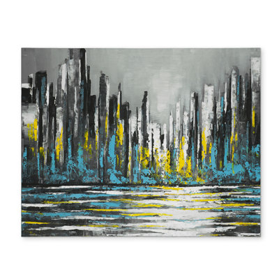 Abstract Blue Skyline Polyester Placemat | Home Decor