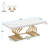 Rectangular Coffee Table, 47" Faux Marble Cocktail Table with Geometric Frame