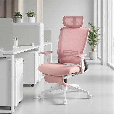 Chaise de bureau ergonomique en filet avec accoudoirs réglables et dossier pliable, chaise de bureau haut dossier à assemblage minimal