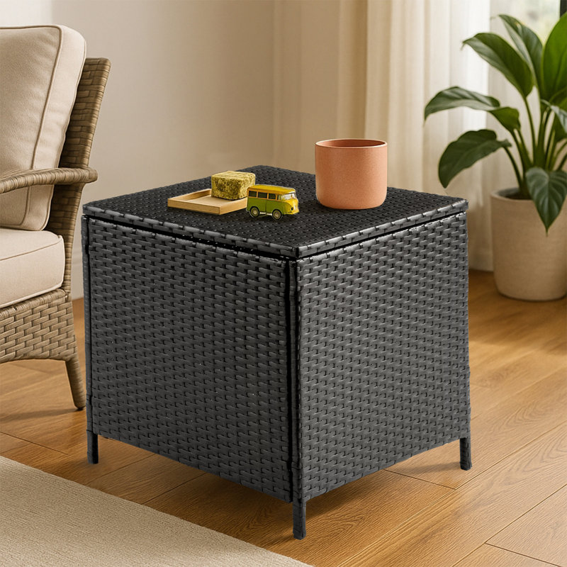 Table d'appoint de patio en osier, Noir
