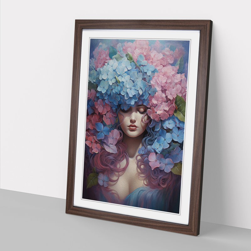 Hydrangea Symbolism - Framed Print, 46cm H x 34cm W x 2cm D, Walnut Framed