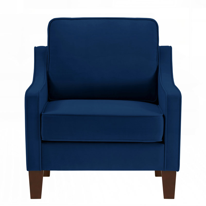 Luxurious Velvet Upholstered Sofa with Elegant Armrests and Sturdy Wooden Frame for Comfortable Seating, Navy